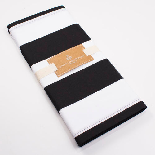 Black and White Striped Table Runner