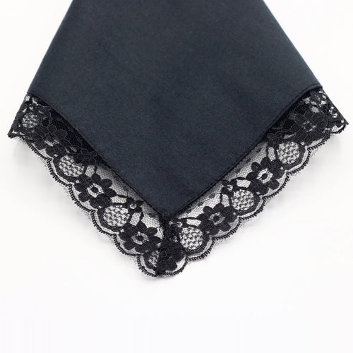 Black Lace Edge Handkerchief
