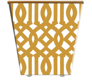 Gold and White Fretwork Cachepot Candle