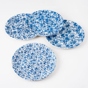 Melamine Dinner Plates - Blue & White Floral Pattern, Set of 4