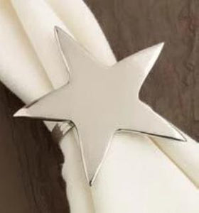 Silver Star Napkin Rings, Set of 4